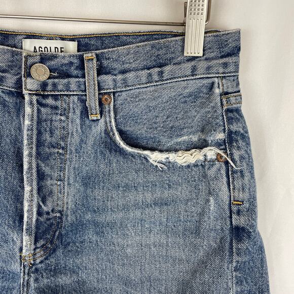 Agolde Reese Blue Denim Jean Short Button Fly 3.5" Inseam A9002-1206 Size 25 - Picture 2 of 9